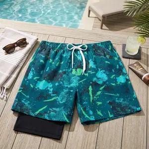 Boys' Quick Dry Swim Trunks with Compression Liner - Board Shorts with Boxer Brief Lined Bathing Suit for 8-20 Years, Comfortable Breathable Fabric Perfect for Beach Pool Water Sports Summer Activities