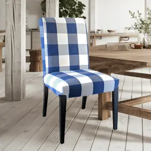 Buffalo Check Navy Blue Dining Chair Cover, Compatible with IKEA Henriksdal