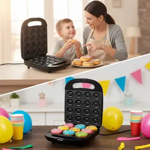 Oil-Free 16-Hole Mini Donut Maker - 5-Minute Easy Baking for Breakfast & Parties - Non-Stick, Zero Residue, Perfect for Solo Treats & Small Gatherings