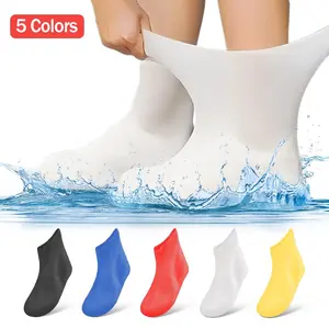Silicone Waterproof Shoe Cover - Non-slip Sole, Reusable, Men's and Women's Rain Shoes, Compact, Suitable for Travel and Outdoor Activities Disposable White