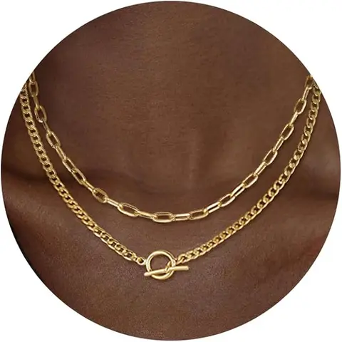 Tewiky paper clip necklace meaning Layered Necklaces for Women Trendy New chain Cuban Necklace Accessories Gifts Non Tarnish Jewelry For Valentine's Day gifts