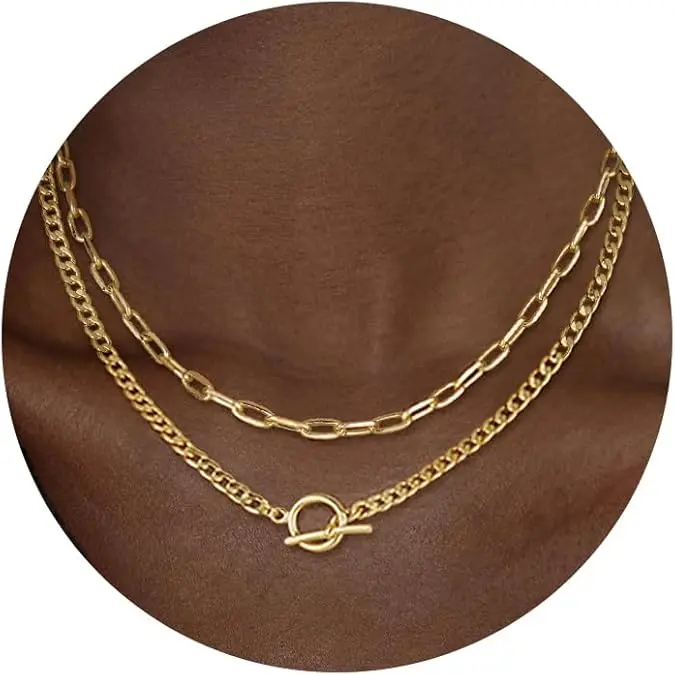 Tewiky paper clip necklace meaning Layered Necklaces for Women Trendy New chain Cuban Necklace Accessories Gifts Non Tarnish Jewelry For Valentine's Day gifts