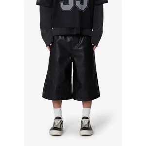 mnml Ultra Baggy Leather Flame Shorts - Black