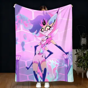 Helluva Boss Flannel Blanket, Character Design, Sofa Leg Cover, Dormitory Office Blanket, Soft and Cozy, Perfect for Home and Office Use