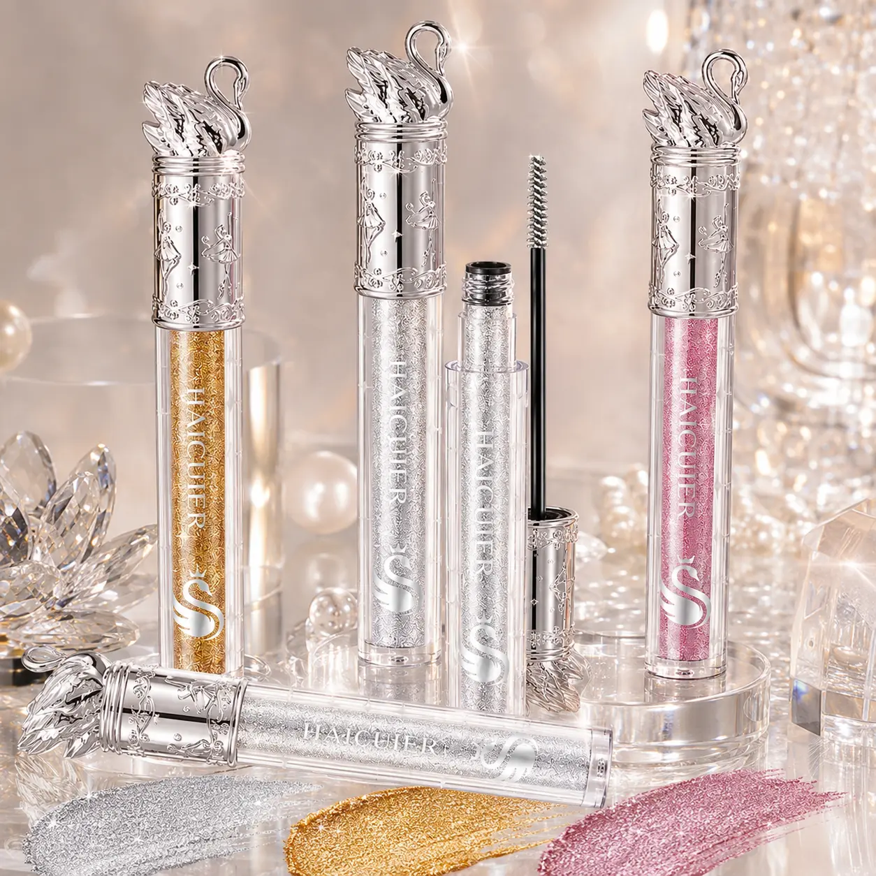 HAICUIER Diamond Glitter Mascara | Waterproof Shimmer Lash Top Coat | Long-Lasting Sparkling Eye Makeup