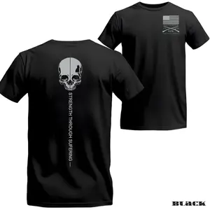 Motivational Skull Graphic T Shirt | Bold Tactical Quote Design Tee | Minimalist Fitness Mindset Warrior Shirt | Gym Training Gift Style Unisex Casual Graphic T Shirt