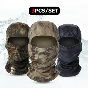 3PC Sports Balaclava Breathable Quick-drying Full Face Mask UV Protection Python Pattern Multi-purpose Outdoor Activity Headwear Tactical Windproof Protective Gear Motorcycle Helmet Liner