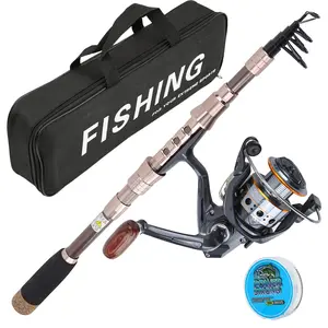 High Strength Carbon Fishing Rod Spinning Reel Set, Extendable Long Cast Design, Metallic Line Cup Spool, Lightweight Sensitive Fish Line Storage Bag