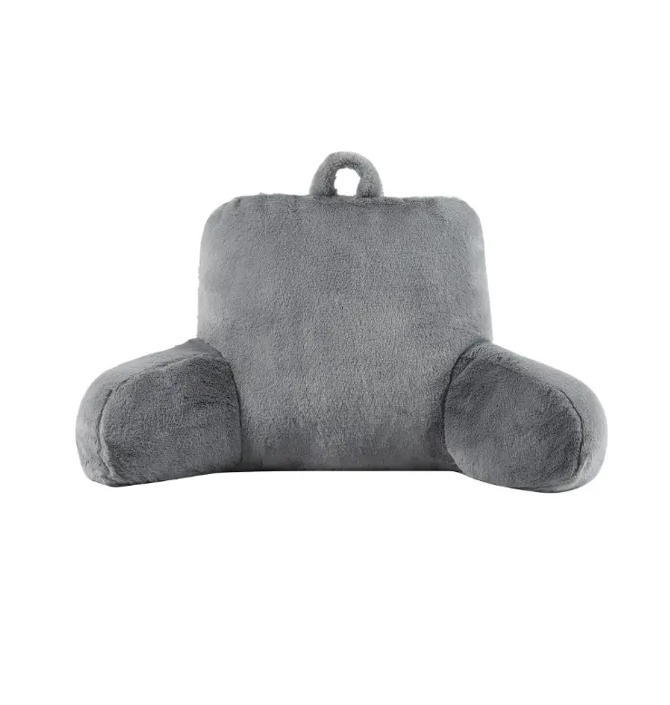 Faux Fur Plush Backrest Pillow - Black and Gray Design, Soft Plush Texture, Ideal for Comfort and Support