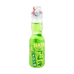 HATAKOSEN Ramune Japanese Soda - Melon Flavor Carbonated Drink, 200ml Bottle, Classic Marble Soda Fun