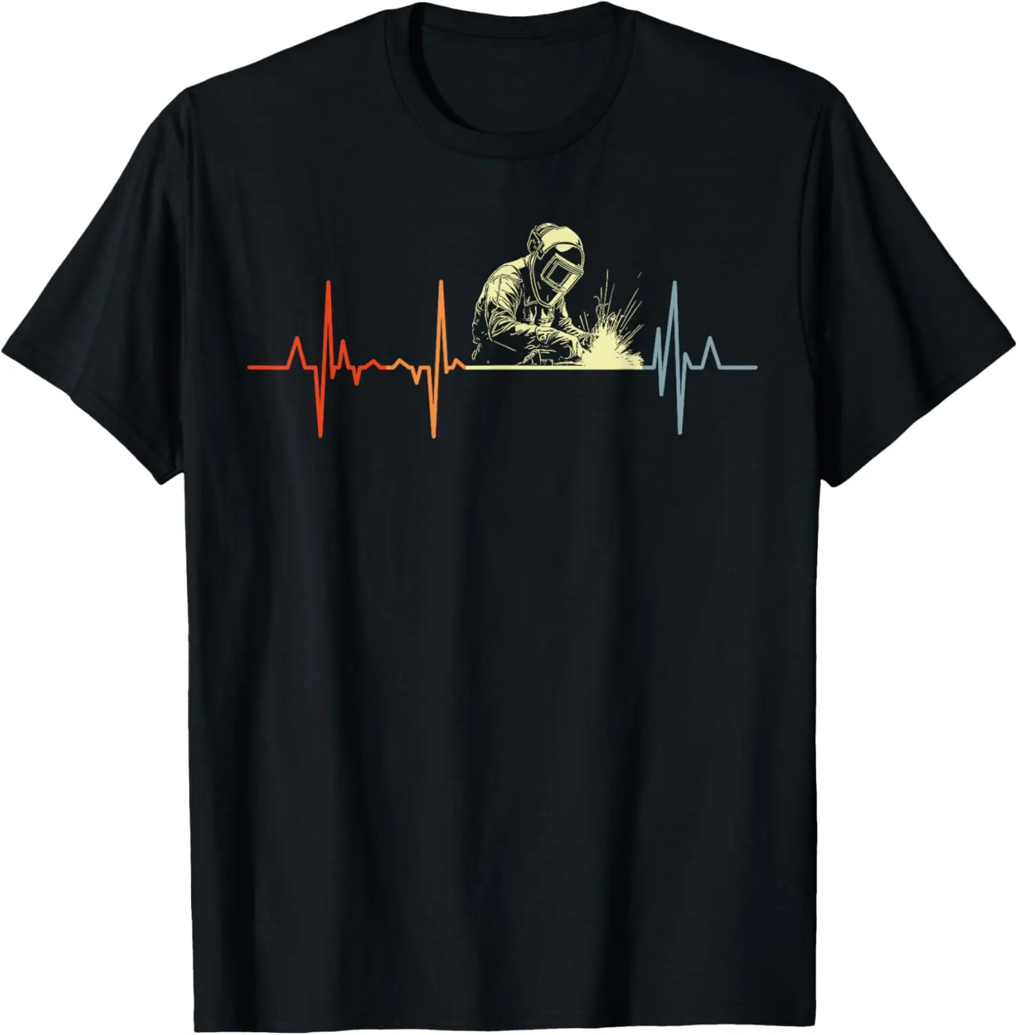 100% Cotton Welding Heartbeat Welder Helmet Metal Fabrication Fusing MIG T-Shirt