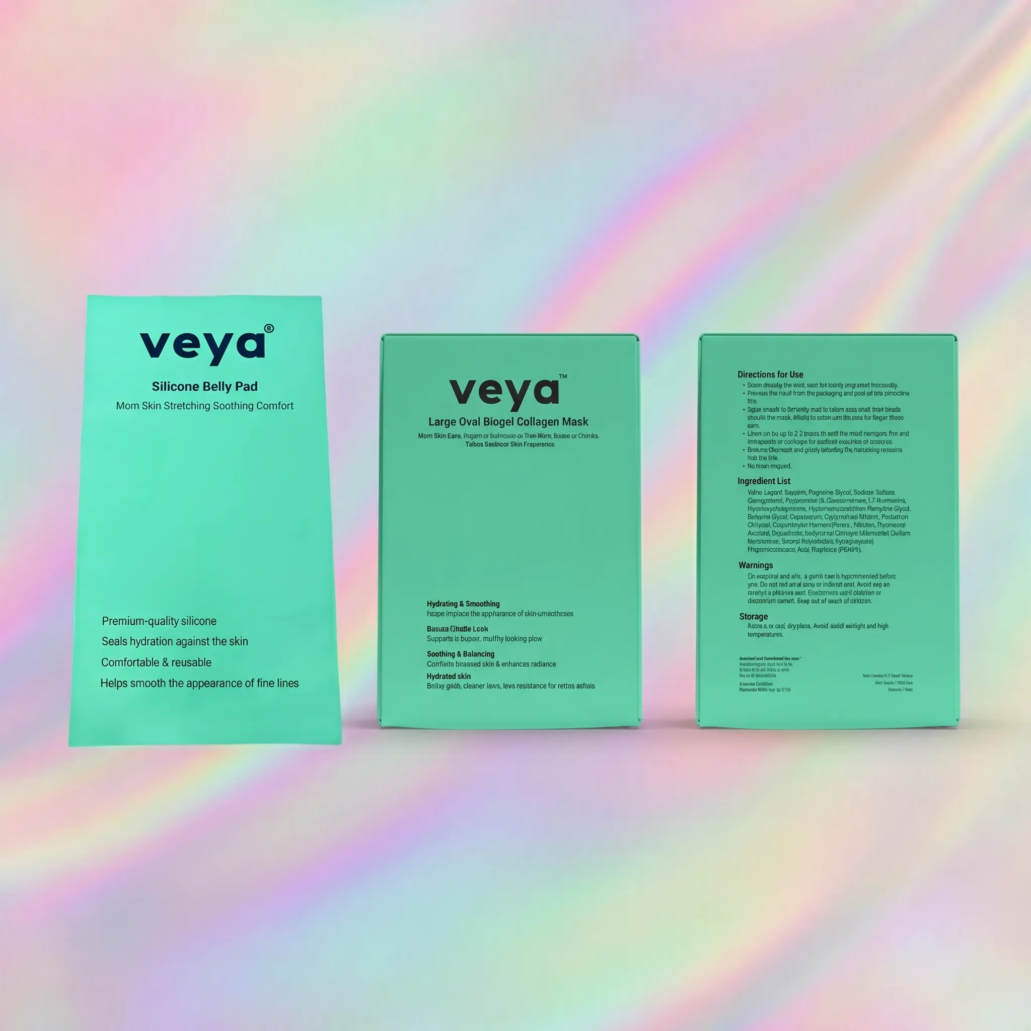 VEYA New Mama Set – Mother's Day Gift | Biogel Collagen Belly Masks (2 Boxes, 8 Masks) + Reusable Silicone Petal Pad | Nourishing Belly Hydration & Skin Care Bundle for Expecting & New Mothers