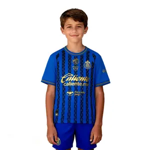 25 26 Chivas de Guadalajara Mexico LIGAMX Third Away Blue Short Sleeve Set Soccer Jersey Kid's Version