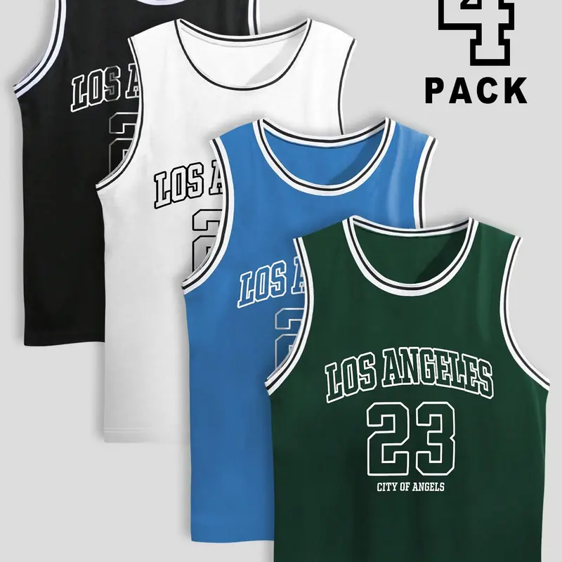 Men's Letter & Number Print Workout Tank Top, Sleeveless Exercise, Sleeveless Shirt, Regular Fit Casual Sleeveless Round Neck Top for Summer, Men's Top for Daily Wear, Sleeveless Top Vest, Socks, Menswear