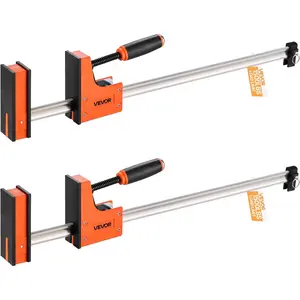 VEVOR Bar Clamps for Woodworking, 2-Pack 24 inch Parallel Clamp Set, F-Clamp with 1500 lbs Load Limit, Even Pressure, High-strength Plastic and Carbon Steel, for Woodworking Metal Working, Orange