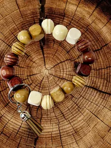 Wooden Bead key chain Brown tassel