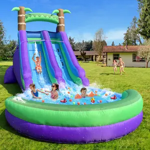 20FT Ultra Climber Inflatable Water Slide Park  Heavy Duty for Outdoor Fun  Climbing Wall With Two Slides and Splash Pool Outdoor Swimming Pool