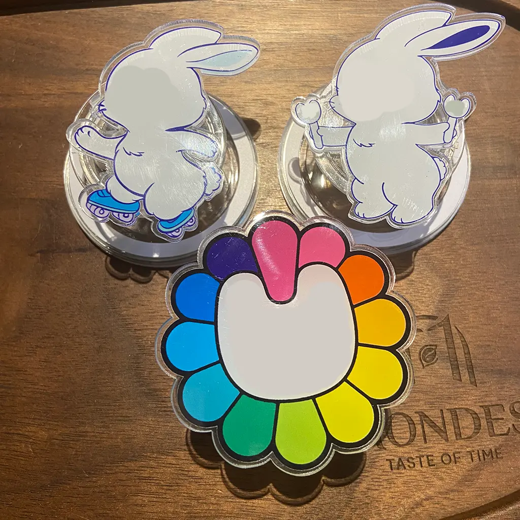 Bunny Smiling Flower MagSafe Phone Grip Stand Set, Rainbow Cartoon Girl Phone Grip Phone Holder for iPhone & Kindle, Cartoon Bunny Phone Grip