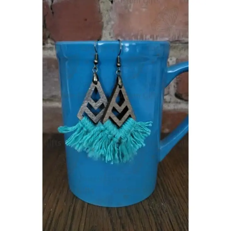 Macrame wood earrings