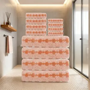 Luxurious 12-piece towel set – includes 4 large bath towels (27.56X 55.12inch ), 4 soft face towels (13.78X 29.53inch ), and 4 absorbent hand towels (11.81X 11.81inch ) |     Coral fleece material, quick-drying and ultra-soft |     Suitable for daily use