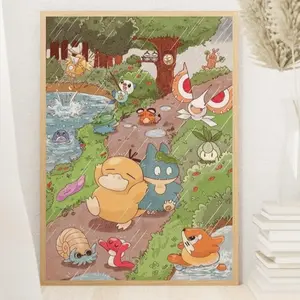 Psyduck Poster, Cute Poster, Wall Art For Bedroom, Gift for Anime Lovers, Japanese Home Decor, Snorlax Art, Unframed Print Room