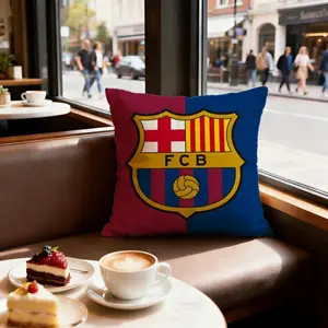Team Barcelona Cushion Cover INS Style Exquisite Print Short Plush Pillow Case Soft Skin-Friendly Durable Throw Pillow Cover 40x40 Viral Trendy Aesthetic Cozy Luxury Home Decor Living Room Bedroom Sofa Couch