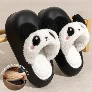 Panda Slippers - Soft Fleece Lining, Detachable & Washable, Comfortable Home Shoes for Women & Men, Ideal for Cozy Home Wear, Versatile Use