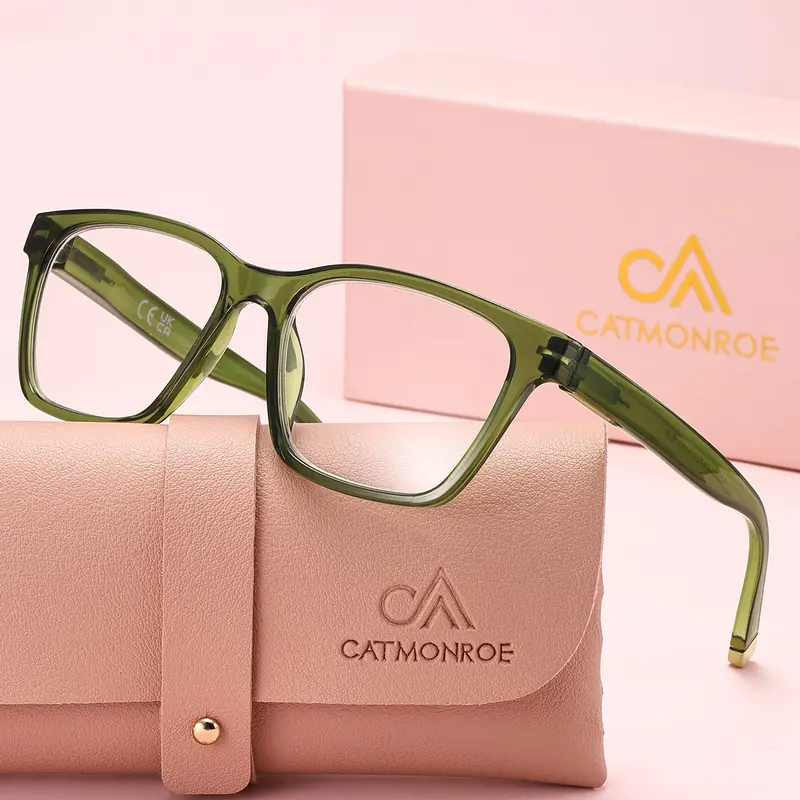 Unisex Anti-Blue Light Reading Glasses, Portable Ultra-Light PC Transparent Square Frame, Fashion Design Multilevel Readers