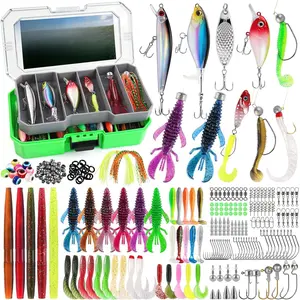 Fishing Lures - 307PCS Professional Bass Fishing Kit with 6 Pre-Rigged Rigs, All Water Depths Fishing Tackle Box Kit, Fishing Gear Lure Kit Gift for Men Freshwater Bass Trout Walleye