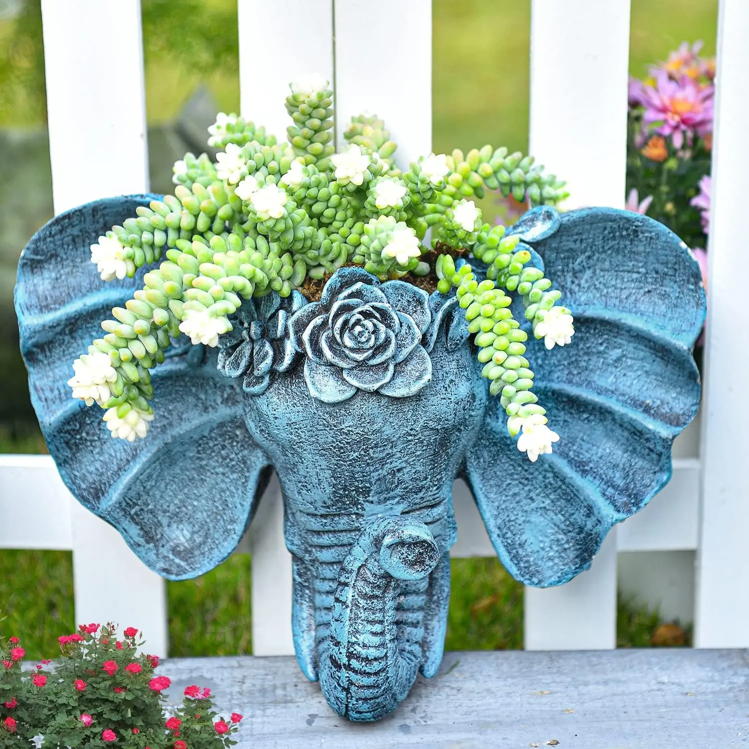 Elephant  Wall Pot,  Bohemian Style   Planter, Vertical Hanging  Pot, Pretty Decorative Flower Pot for Indoor Outdoor , for Gardening Lovers