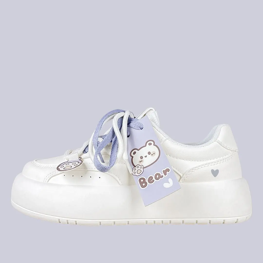 Lavender Bear Charm Chunky Sneakers - Women's