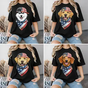 Dogs Patriotic Graphic Tshirt Black & White – 25 Cute Dogs Wearing American Flag Hats