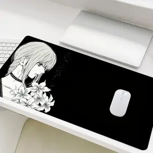 Anime Pattern Mouse Pad, 1 Count   Non-slip Rubber Base Stitched Edge Desk Pad, Anime Mousepad, Gaming Mousepad, Office Desk Accessories for Home Office Game