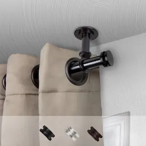 Central Design  1 in. Dia. Leo Ceiling Curtain Rod, Black - 66-120 in.