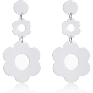 70s Earrings for Women White Acrylic Earrings 70s Outfits for Women Earrings Dangle Simple Retro 70s Jewelry