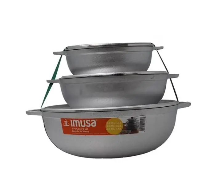 IMUSA 1.5/2.5/5.2qt Cast Aluminum Caldero 3pc Set - 18/22/28cm