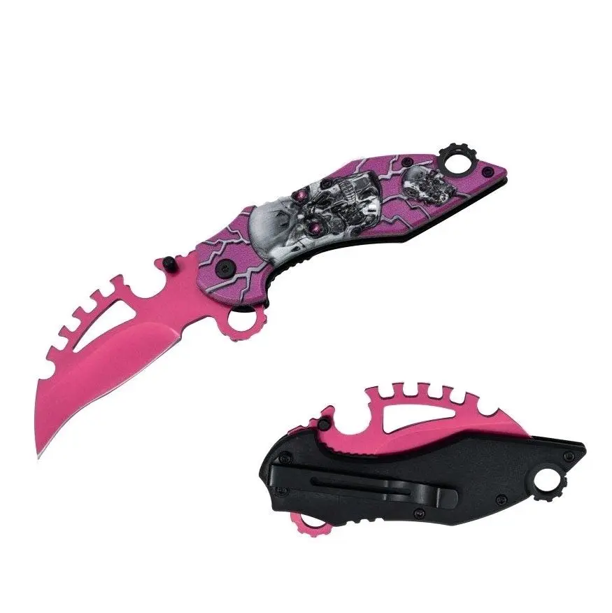 New Pink Zombie Apocalypse Spring Assist Fantasy Knife Collectable Gift