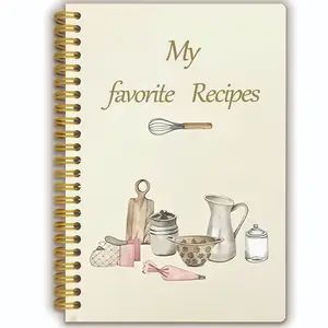A5 "My Favorite Recipes" Notebook - Spiral-bound recipe book for home cooks to document kitchen dishes, baking recipes, and family dinner ideas (5.5x8.3 inches)