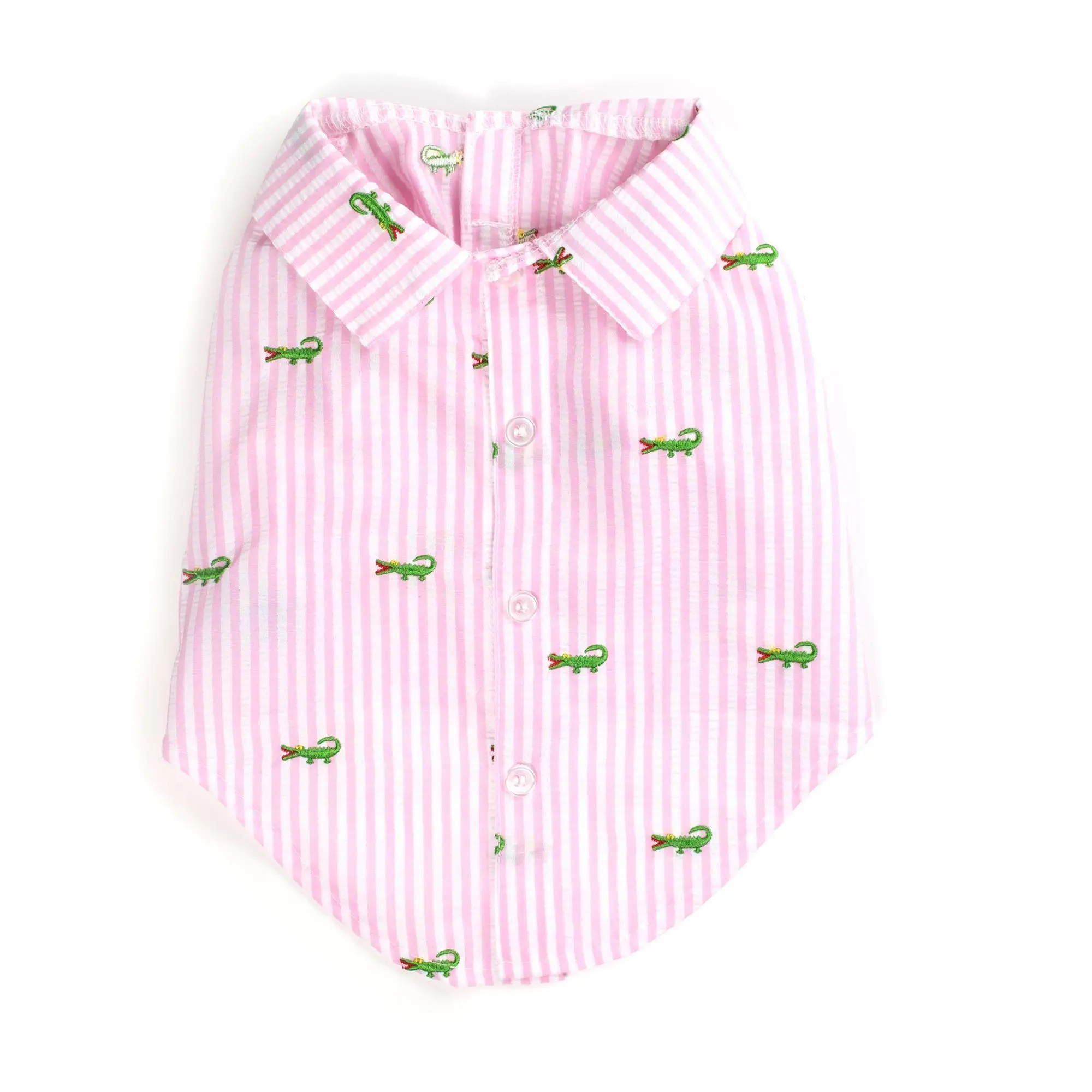 The Worthy Dog Pink Stripe Alligator Shirt