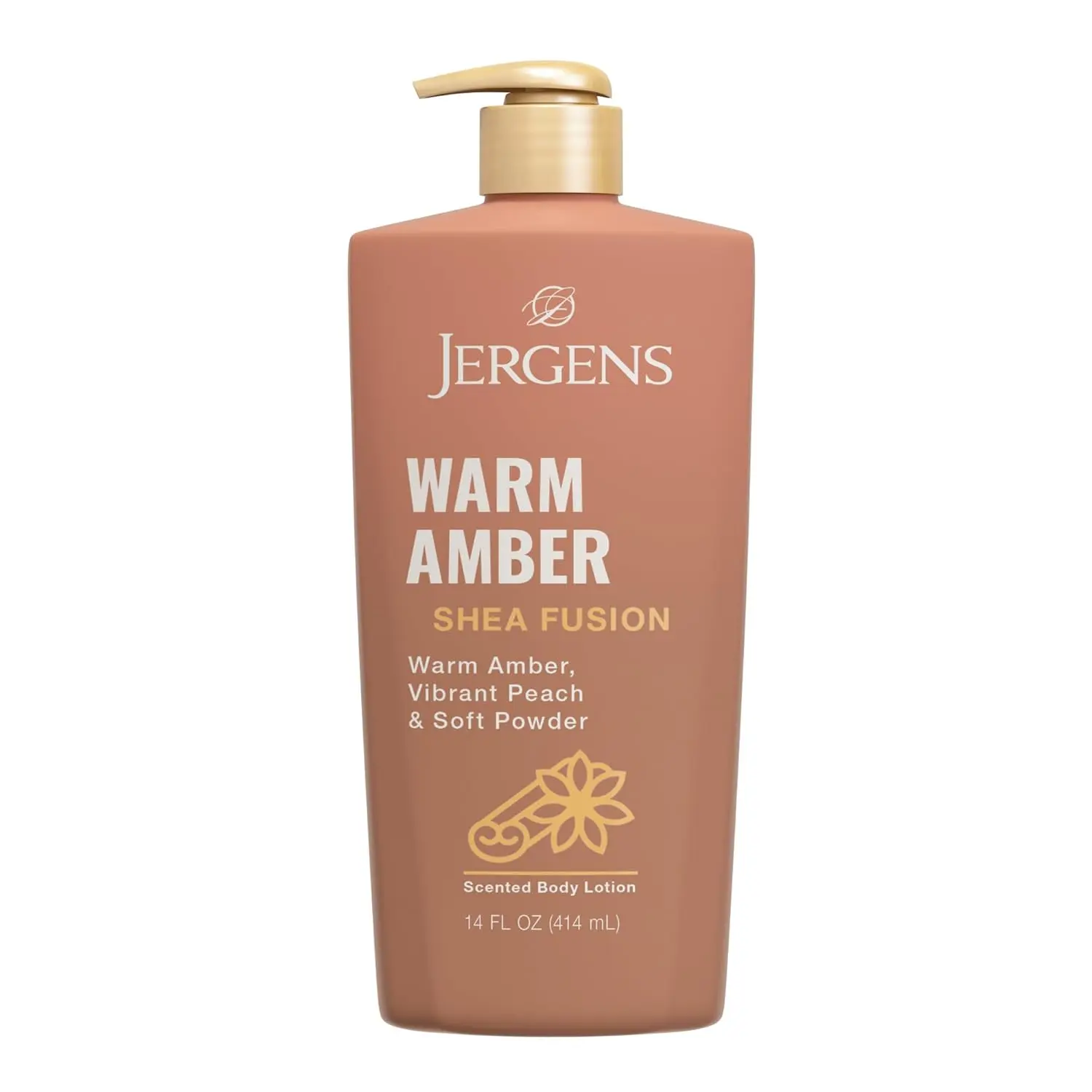 Jergens Shea Fusion Body Lotion, Warm Amber Scented, Dry Skin, 14 fl oz | Shea Butter & Vitamin E Moisturizer, 24-Hour Hydration, Warm Amber Fragrance, Dry Skin Relief, Women's Daily Lotion