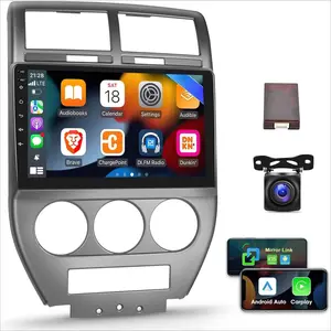 [2G+64G] Car Radio for Jeep Compass Patriot 2007 2008 2009, 10.1 inch Android Touch Screen Stereo, Carplay/Android Auto/Mirror Link/1080P/SWC/Bluetooth/WiFi + AHD Backup Camera+MIC
