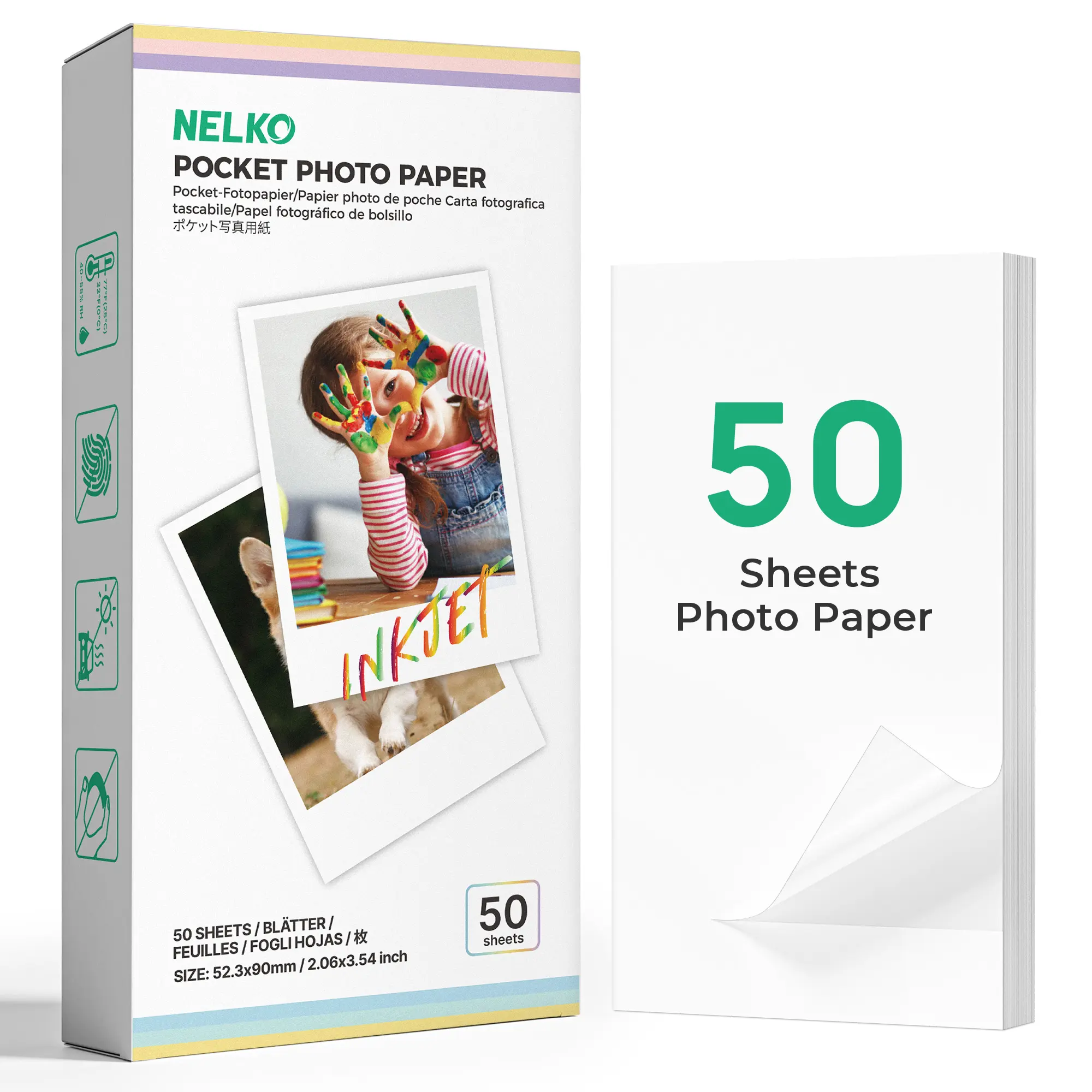 2X3 Photo Paper for Nelko PP01/PP03 Mini Photo Printer Adhesive Backed Instant Printerscanner 30-100 Sheets Crisp Colors Peel & Sticky Back Picture Paper,Easy to Peel Off
