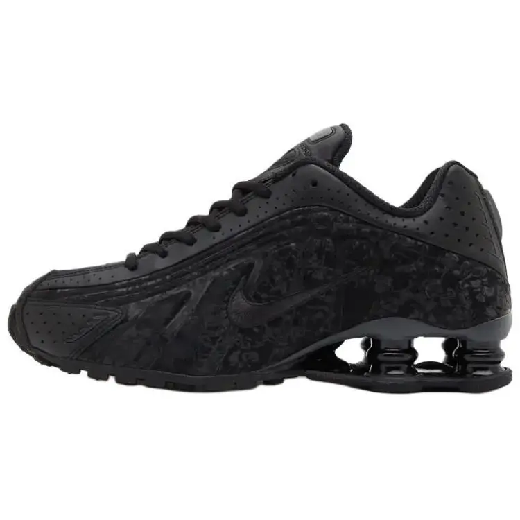 NIKE Women's Running Sneakers - Shox R4 'Black Floral' Breathable Mesh Shoes with Responsive Cushioning for Casual Wear & Light Training, Athletic Running Shoes, Breathable Running Shoes