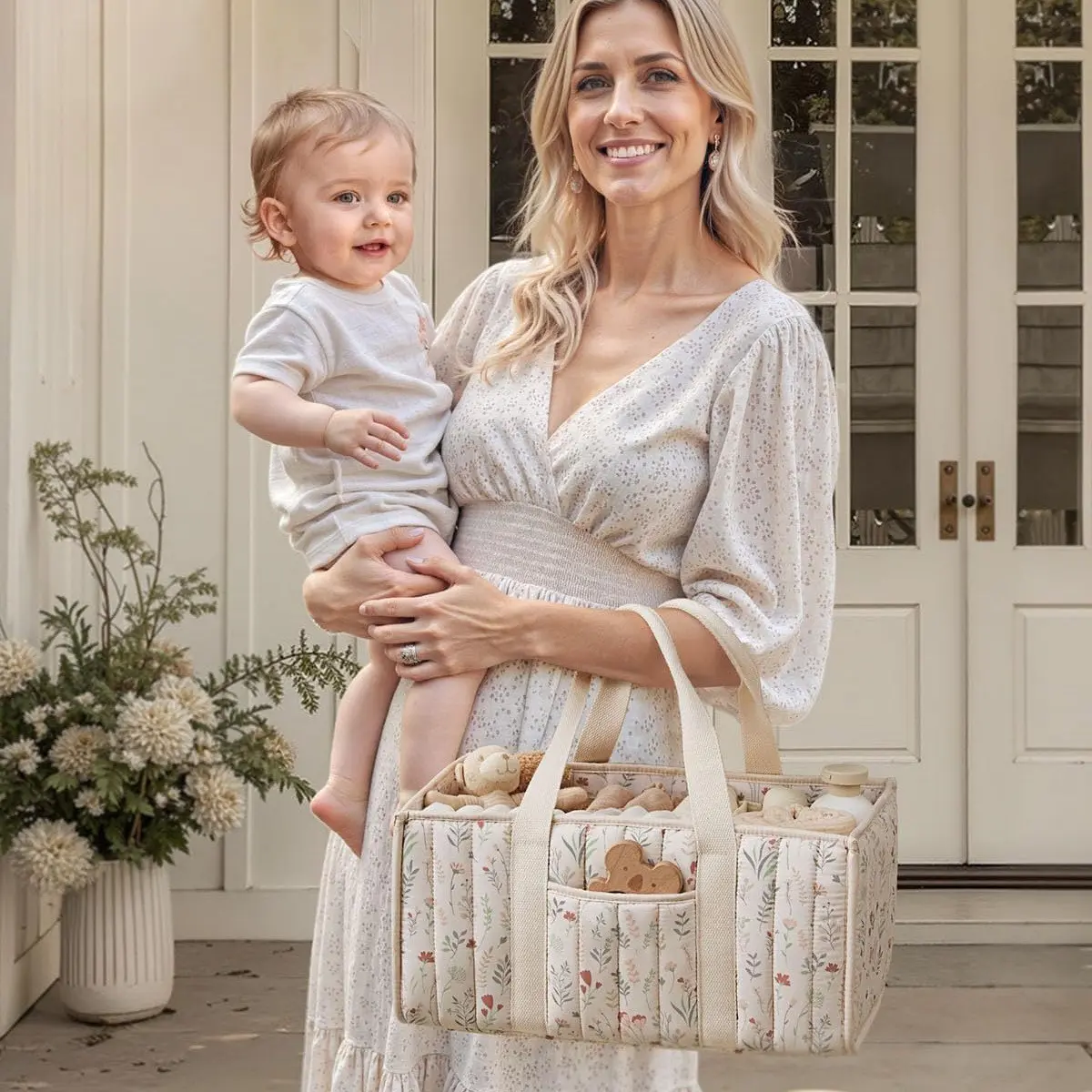 Large Capacity Diaper Storage Bag, Diaper Tote Bag, Portable Multi-Functional Baby Gear Travel Pouch, Convenient Outdoor Diaper Organizer for Parents