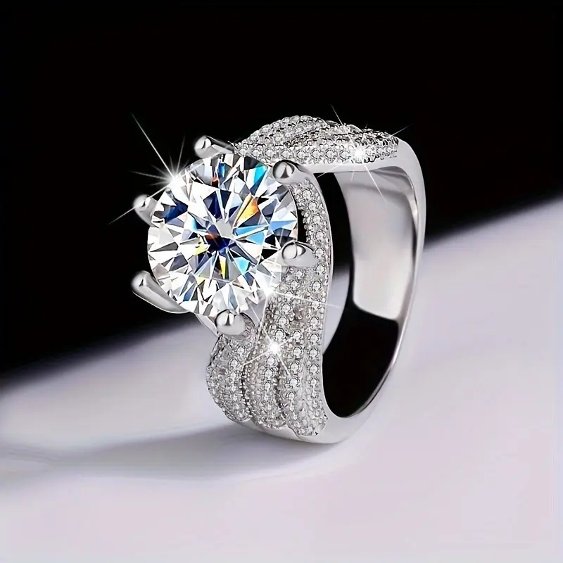 S925 silver ring, paired with 5-carat Moissanite, luxurious all diamond design, perfect for anniversaries, birthdays, weddings, engagements, or proposals.