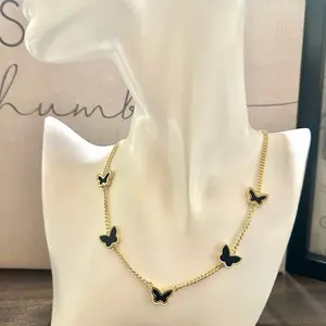 Gold-Plated Butterfly Necklace and Bracelet with Elegant Chain Design