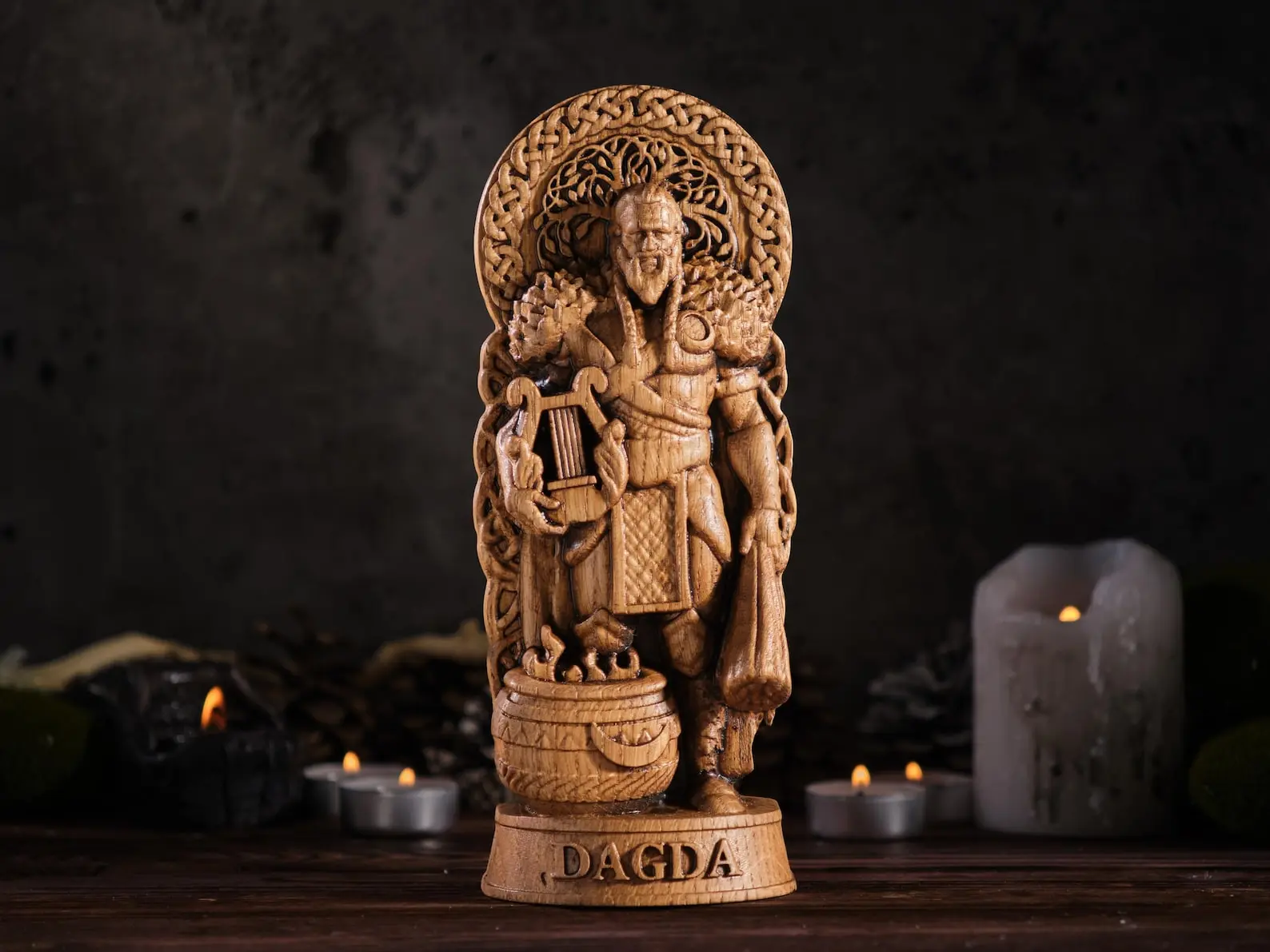 Dagda Celtic God, Dagda Irish Mythology, celtic gods, celtic panteon, dagda statue, celtic altar, irish gods