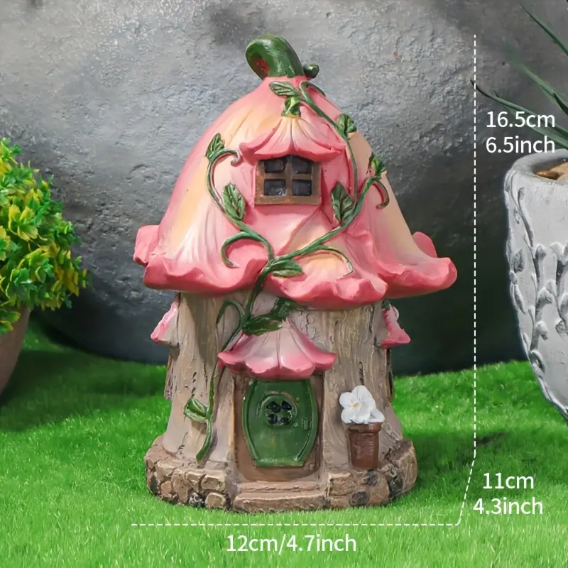 Charming garden miniature set-resin mushroom house, dwarf and bonfire design, suitable for DIY courtyard decoration and bonsai landscaping, perfect for room decoration, Garden Accessories, Garden Sculptures, Garden Statue, Outdoor Garden Accessory