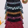 Women's Wave Hem Leopard Lace Patchwork Comfortable Mid Waist Briefs, 5 Piece Set, casual soft panties, Stylish Knitted Stretch Underwear for Everyday Wear, Soft Comfy Panties, Fashion Comfy Underwear