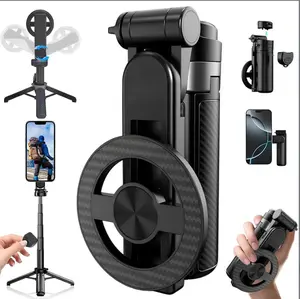 2026 Model 4-in-1 Portable Magnetic Selfie Stick — Compact Aluminum Alloy Tripod with 360° Rotation and Detachable Bluetooth Remote; Compatible with iPhone and Android Devices, Designed for Travel and Vlogging.